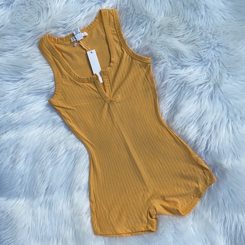 Yellow Ribbed Romper